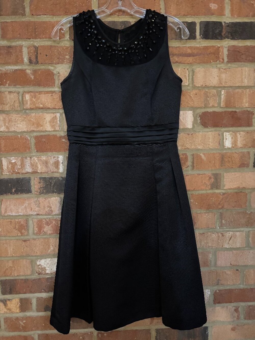 Tahari Black Embellished Fit & Flare Dress – Size 4